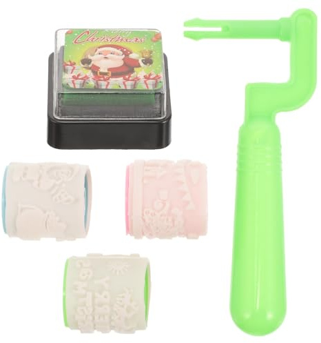 FONDOTIN Juego de Estampador Navideño de Muñeco para Niño Niña Almohadilla de Tinta Obsequio Original para Cumpleaños Manualidades y Clases Escolares Color Aleatorio