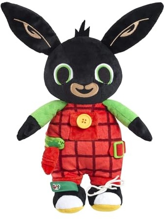 Rainbow Designs Bing Learn to Dress Soft Toy - Interactive Baby with Buttons, Zips, Laces & Velcro - Sensory for Babies Developing Fine Motor Skills - Cuddly Kids Toy for Preschool Learning
