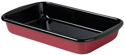 Riess, 0435-020, Casserole 36/21.5, Classic - Color RED, length 40 cm, width 23.5 cm, height 5.7 cm, enamel, red/black, frying pan, roaster, induction