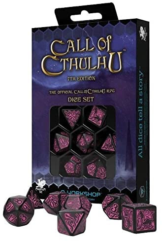 Q-Workshop CTR3P - Call of Cthulhu 7th Edition Dice Set Black & Magenta (7)