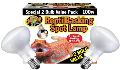 DBDPet 's Reptile Basking Spot 100w Reptile Heat Lamp [Value 2 Pack] & Includes Attached Pro-Tip & Safety Guide - Do Not Get Reptile Heat Lights Wet When Hot!