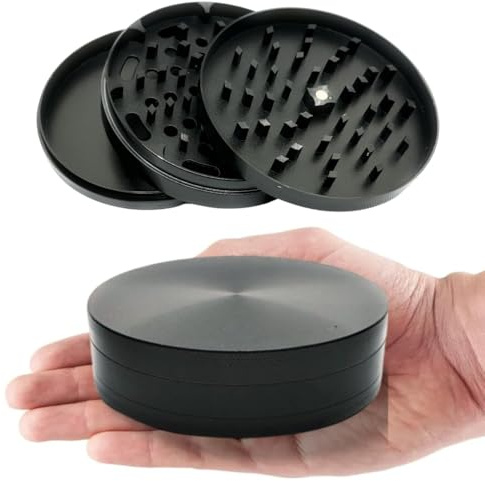 4 inch grinder for herbs and spices. Low Profile 1 Tall Design. Metal 4 shredder has Sharp Metal Teeth & are easier to turn. Four inches large capacity zinc grinder with 3 layers.