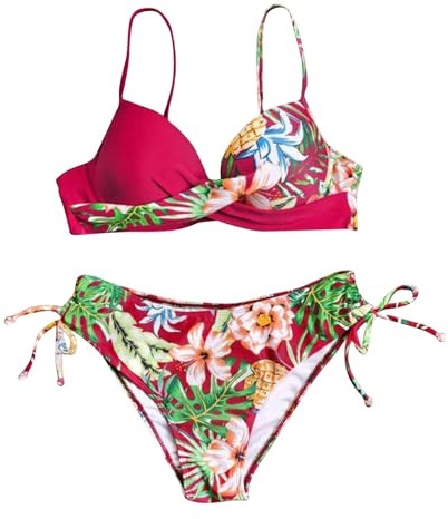 Womens Bikini Sets for Curvy Women, Quick Dry Bathing Suit with Briefs, Sequin No Rims Women Bikini Set Swimwear High Waist Halter Neck Removable Soft Cups Funny Gifts for Women Festival Essentials
