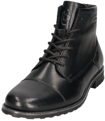 bugatti Lace-up Boot mit Zipper im Businesslook, Stivali alla Moda Uomo, Nero, 42 EU