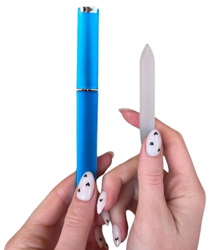 The Original Crystal Glass Nail File for Natural Nails with Case, Blue, Glass Nail Files with Case, Nail Accessory Gifts for Women, Glass Nail Files with case Nail Supplies for Teenagers and Girls