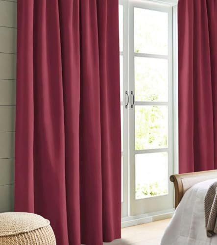 Générique Paire de Rideaux uni occultant prêt a Poser 2x140x240 Opaque 8 Anneaux Polyester Existe en Plusieurs Couleurs (Bordeaux)
