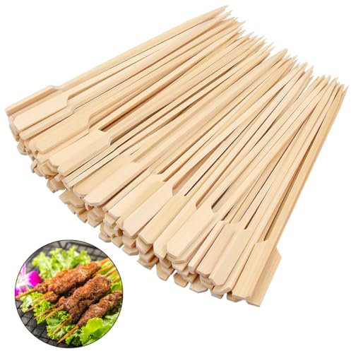 Gudalea 100 Stück Holzspieße aus Bambus, Fingerfood Sticks, 12cm BBQ Bambus Grillspieße, Grill Kebab Party Sticks Spieße für Grillen/Cocktails/Buffets/Obst/Hamburger (12cm)
