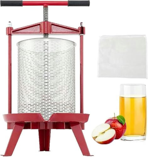 Estrattore manuale per miele Pressa manuale per frutta e vino Pressa manuale per la produzione di vino 2,4 galloni 9 litri Cestello in acciaio inossidabile Pressa per uva da vino rosso argen