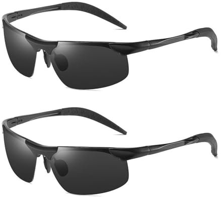 TYFGRT 2 Stück Herren-Sonnenbrille, Rechteckige Sport- und Blendfreie Sonnenbrille Zum Autofahren