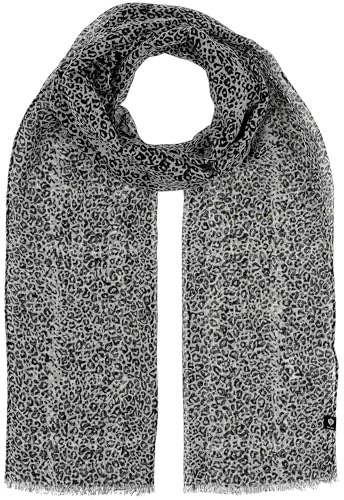 FRAAS Stola mit zartem Leo-Print - 50 x 180 cm - leichter Schal mit Animal-Muster - Sustainability Edition Black/white