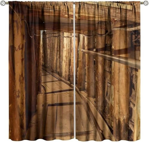 3D Kinderzimmer Verdunkelungsvorhänge Retro-Gebäudekorridor,3D-Gedruckte Vorhänge Wohnzimmer Bürovorhänge Energiesparende Geräuschreduzierende Kindergardinen - Vorhang Für Das Esszi-8941204173832270