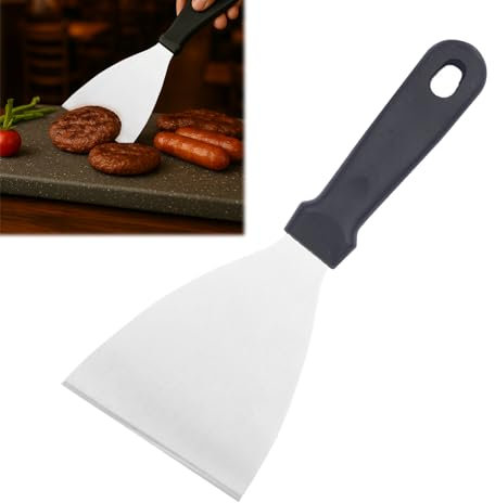 Huybaa Spatule Triangulaire Professionnelle en Acier Inoxydable, Spatule Coudée pour Pâtisserie, Cuisine, Plancha, Pizza, 24.5 cm x 9.8 cm