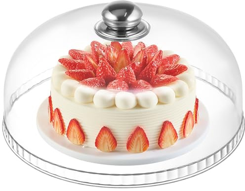 Sewroro Clear Cake Dome Cover Round Cake Stand Lid Cover Pastry Dessert Display Cloche for Food