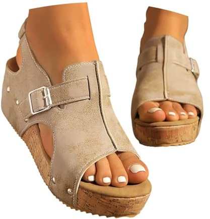 Genérico Zapatos Mujer Comodos,Sandalias Barefoot,Sandalias De cuña,Zapatos De De Vestir,Zapatillas Verano,Zapatillas Casa Verano Cerradas,Casual Con cuña Primavera