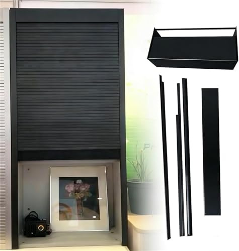 Aluminum Manual Roll-Up Tambour Door Kit, Foldable Roller Shutter Cabinet Door For Shower, Wardrobe, Pantry, Kitchen & Office(W 16 x H 56 inch)