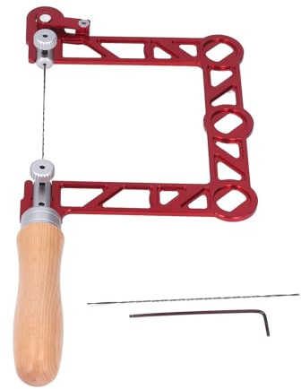 Sega a scorrimento per la lavorazione del legno con lama in acciaio legato e corpo in alluminio, telaio a forma di U per tagli curvi di precisione, manico ergonomico in legno, compatibile con mini