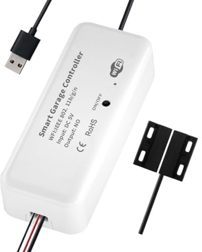 Whychstore Ouvre-porte de garage intelligent compatible avec l'application Tuya SmartLife et contrôle vocal Alexa, planification d'accès à distance et alertes de sécurité en temps réel pour la maison
