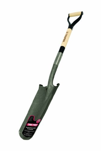 Truper Tru Pro 16-Inch Drain Spade, 32-Inch Premium Ash Wood Handle with D-Grip, Turned Steps, Heavy-Duty Trenching and Drainage Shovel (Model PEP-16-RBA / 31253)