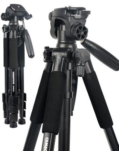 CAMBOFOTO Trípode Compacto y Ligero de 140 cm,Trípode para Cámaras con Cabezal de 3 Ejes y Placa de Liberación Rápida para DSLR y Smartphones…