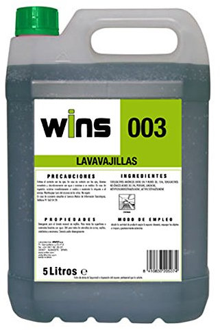 VINFER Lavavajillas Wins 003. Envase 5 litros. Detergente para el Lavado Manual de vajillas. Útil para Todos los Utensilios de Cocina.