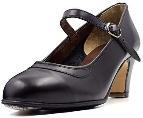 Ole Ole Flamenco Women’s Flamenco Shoes with Nails, Beginner Folklorico Dance Shoe, 5cm Heel, Made in Spain (Numeric_9) Black