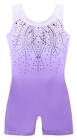 Arshiner Leotards for Girls Gymnastics with Shorts Color Gradient Shiny Diamond Kids Biketard