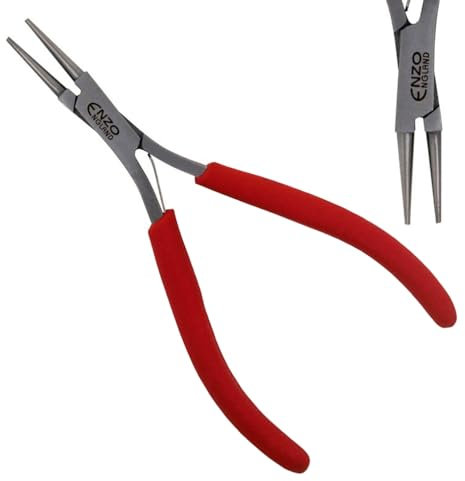 ENZO ENGLAND Alicates de punta redonda, alicates de punta redonda, alicates de alambre, mini mandíbula ultra cónica, precisión funcional con alicates finos, herramientas de mano para manualidades