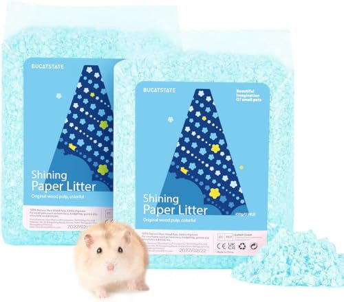 BUCATSTATE Hamster Streu Bunt, 900g Hamster Streu Staubfrei Meerschweinchen Toiletten Streu -Geruchskontrolle, Natürlich für Kleine Haustiere, Nager, Chinchilla, Mäuse (Blue)