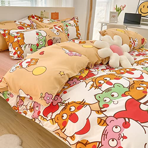 Leinen-Bettwäsche, Aloe Vera, Baumwolle, vierteiliges Bettwäsche-Set, kleines frisches Bettlaken, 2,2 m Bett