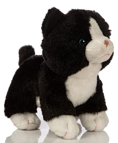 Uni-Toys - Katzen-Baby (schwarz-weiß), stehend - 13 cm (Höhe) - Plüsch-Kätzchen - Plüschtier, Kuscheltier, HT-30306