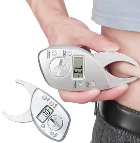 MuscleForge Digital LCD Body Fat Pliers with CR2032 Battery, Body Fat Meter for Measuring Skin Wrinkles and Body Fat Calculation for Men and Women