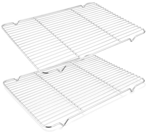 HaWare Kylgaller, rostfritt stål, stort kakgaller, bakgaller, set om 2, 42 x 29,2 x 2 cm, rektangulärt kylgaller för bakning, kylning, grillning – hälsosam och hållbar, diskmaskinssäker