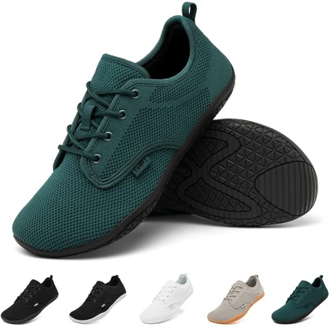 Geweo Barfota Skor för Män Kvinnor Minimalistiska Skor Herr Dam Trail Running Löparskor Traillöparskor Vandringsskor Barefoot Shoes Fitness Sneakers Sportskor Barfotaskor, Grön 41 EU