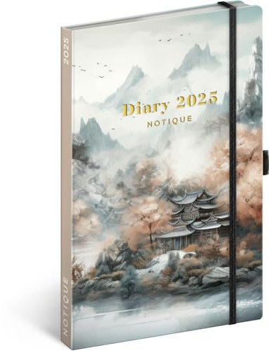 NOTIQUE Terminplaner 2025 ca. A5, Terminkalender mit Gummibandverschluss, Wochenplaner, Buchkalender, Hardcover Wochenkalender (Japan 2025)