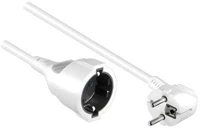 DINIC Verlängerungskabel - Netzkabel mit Schutzkontakt Stecker auf Buchse, Schuko Verlängerung (Weiß, 5m)