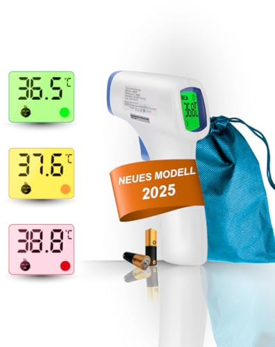 AURUM Kontaktloses Infrarot-Thermometer, Fieber Stirnthermometer für Baby Erwachsene Kinder, genaue & sofortige Ergebnisse, schnelles Messen in 1 Sekunde, Speicherfunktion, für Körper & Objekte