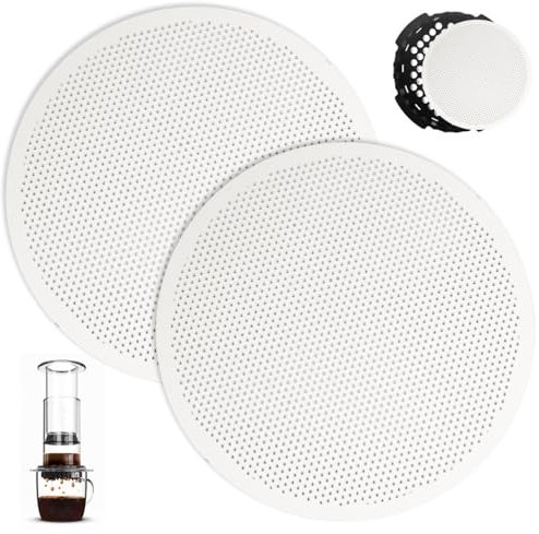 2 Piezas Filtro de Café de Acero Inoxidable para Cafetera Aeropress, 62 mm/2.45 Filtro de Café Metálico Reutilizable para Cafeteras AeroPress Go, Filtro Metálico para Café Espresso, Americano