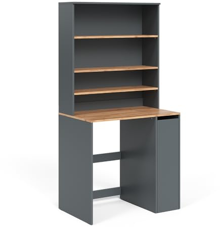 Vicco Washing machine cabinet Viktor, Anthracite/golden oak, 93.6 x 88.2 cm 2 parts with cupboard and shelf, suitable for installation on standard washing machines