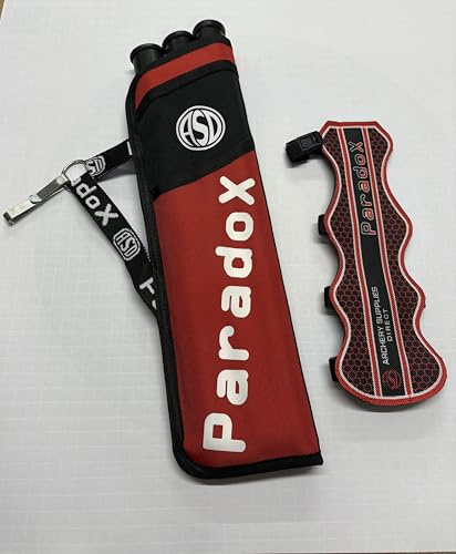 ASD 3 Tube Quiver and Double arm Guard. Ambidextrous. RED. Quiver Comes with Hook. Superb Value Archery Package
