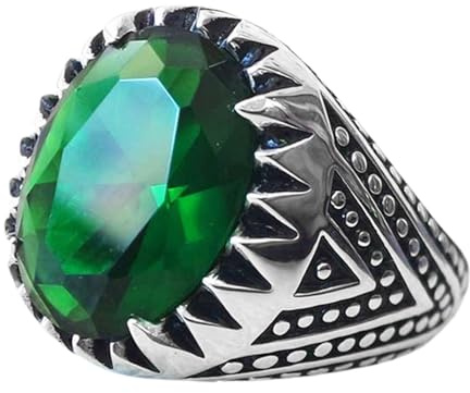 Generisk gardinkrok för ringar med grön design, trendig, cool, oval, grön, legering, fingerring, herrsmycken ringar set silver enkel, D, Metall, Ingen ädelsten