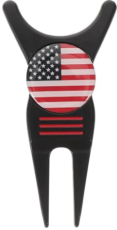 CONGARTENO Forcella Portatile per Riparazione Zolle da Golf in Acciaio Inox con Marcatore Magnetico Rimovibile, Strumento per Riparare Segni Palline, Accessorio Golf per Allineamento Putting