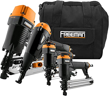 Freeman Pneumatic Framing and Finishing Nailer and Stapler Kit with Bag (4-Piece) | P4FRFNCB