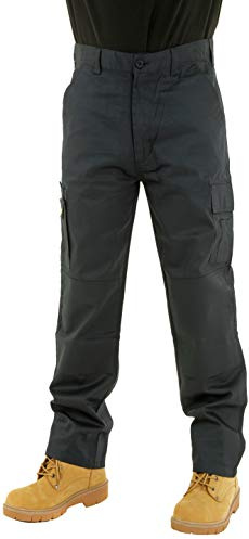 Mens Cargo Work Trousers Size 30 to 42 by MIG - Combat with Knee PAD Pockets (30 Waist/Short Leg, Navy)