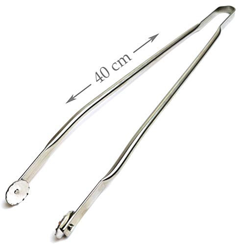 RUNADI Pince à Barbecue INOX à Roulettes - Taille 40cm - Professionnelle - Fabriquée en France