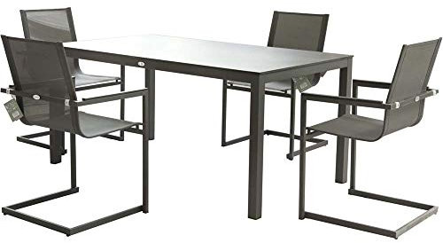 Unbekannt Alu Garten Tisch 158cm Aluminium Terrasse Esstisch Balkon anthrazit Veranda Hof