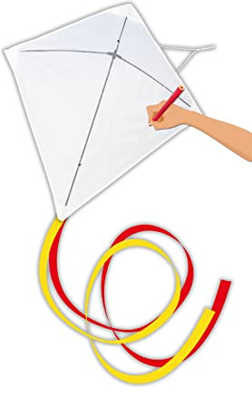 Paul Günther 1242 - Cerf-Volant pour Enfants Paint Your Kite, cerf-Volant Malay Classique à Peindre, Polyester indéchirable et tiges Robustes en Fibre de Verre, env. 69 x 69 cm