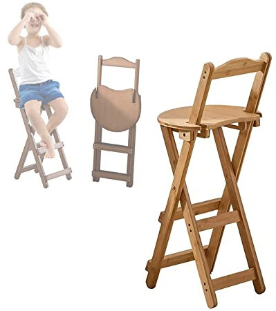 XZSBDXHH Barhocker Klappbar Holz Holzstuhl Kostenlose Installation Barhocker Klappbar mit Lehne Klapphocker Faltbar Tresenhocker Kiche mit Fußstütze Platz Sparen für Kitchen (Wood Color 45cm/17.7in)