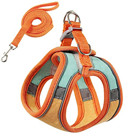 PETCUTE Katzengeschirr mit Katzenleine Katzenhalsband,Verstellbares Katzengeschirr mit Leine Ausbruchsicher, Atmungsaktive Katzenleine mit Reflexstreifen,Weich Katzenweste M