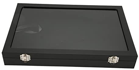 Vitrine Bois, Boîte De Rangement, Vitrine en bois pour médailles Vitrine d'insigne de Collection d'épingles Anti-poussière Boite En Bois Avec Couvercle pour Médaille Militaire, épingle