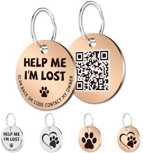 MYLUCKYTAG Rostfritt stål QR-kod husdjurs-ID-taggar hundtaggar – husdjurs online-profil – skanna QR ta emot omedelbar varning för husdjur via e-post